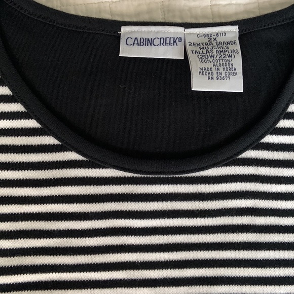 CABIN CREEK COTTON KNIT SLEEVELESS SHELL TOP IN NAVY & WHITE / 2X - Picture 2 of 2